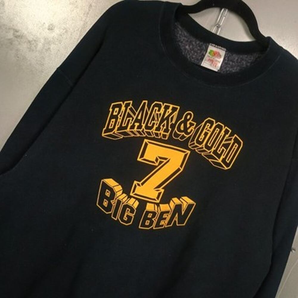 Pittsburgh Steelers Black Gold Big Ben Crewneck Sweatshirt XL Vintage Y2K Heavy